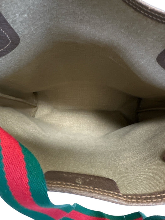 Gucci Beige Print Coated Canvas Monogram Web Tote Vintage Bag Beige Print / M/L