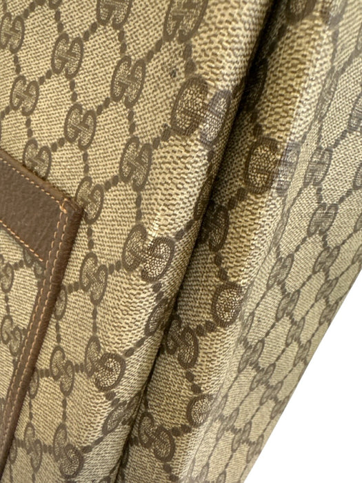 Gucci Beige Print Coated Canvas Monogram Web Tote Vintage Bag Beige Print / M/L