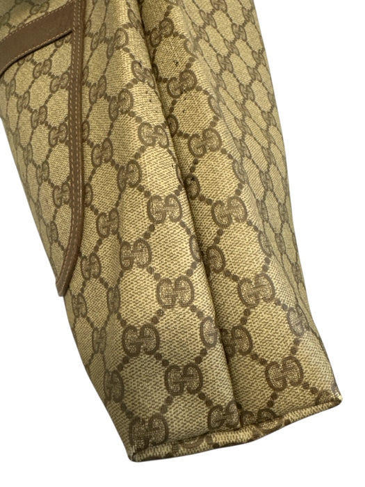 Gucci Beige Print Coated Canvas Monogram Web Tote Vintage Bag Beige Print / M/L