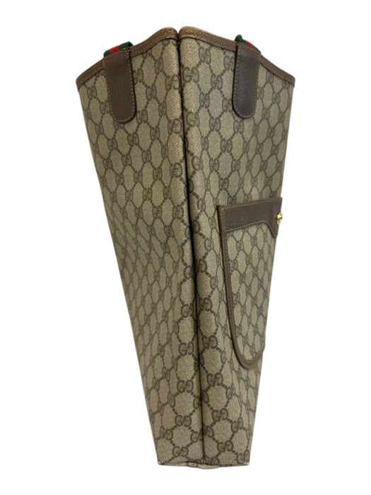 Gucci Beige Print Coated Canvas Monogram Web Tote Vintage Bag Beige Print / M/L