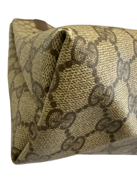 Gucci Beige Print Coated Canvas Monogram Web Tote Vintage Bag Beige Print / M/L