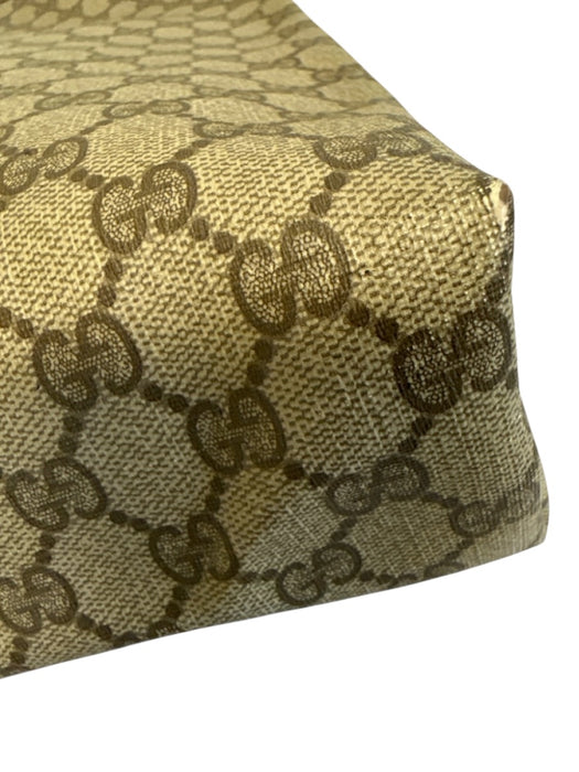 Gucci Beige Print Coated Canvas Monogram Web Tote Vintage Bag Beige Print / M/L