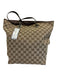 Gucci Brown & Beige Print Canvas Leather Strap Monogram Tote Vintage Bag Brown & Beige Print / Medium