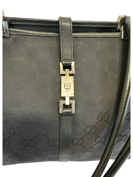 Gucci Black Canvas Silver Hardware Top Handle Monogram Bag Black / Small