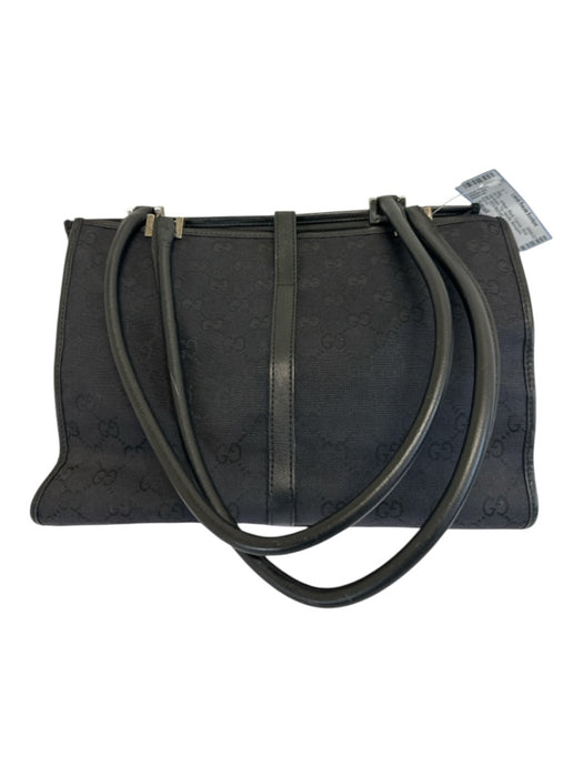 Gucci Black Canvas Silver Hardware Top Handle Monogram Bag Black / Small