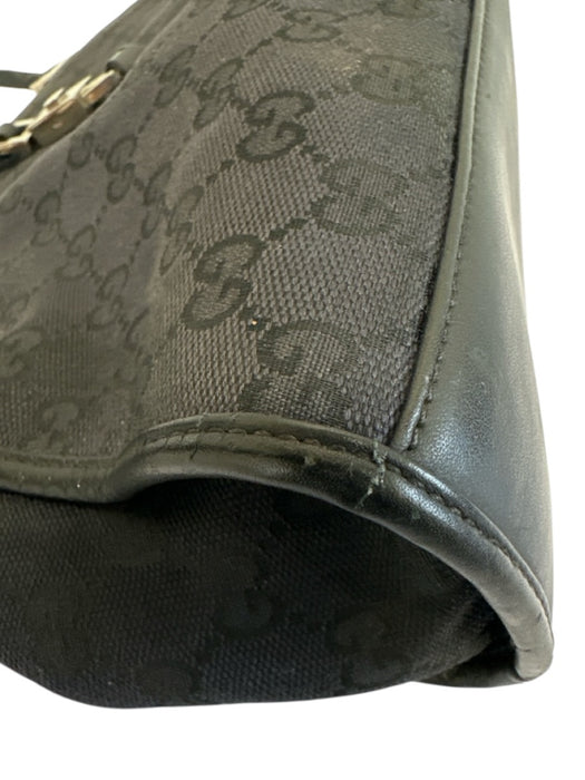 Gucci Black Canvas Silver Hardware Top Handle Monogram Bag Black / Small