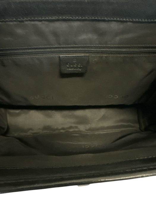 Gucci Black Canvas Silver Hardware Top Handle Monogram Bag Black / Small