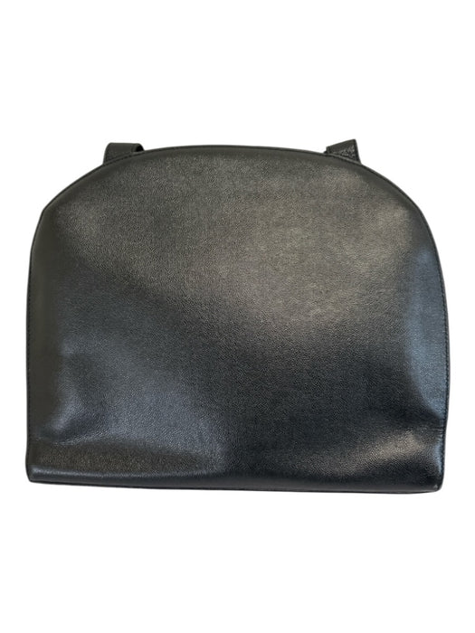 Celine Black Leather Pebbled Gold Hardware Dome Double Strap Bag Black / Medium