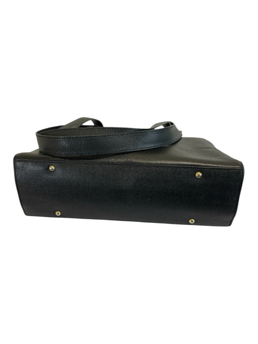 Celine Black Leather Pebbled Gold Hardware Dome Double Strap Bag Black / Medium