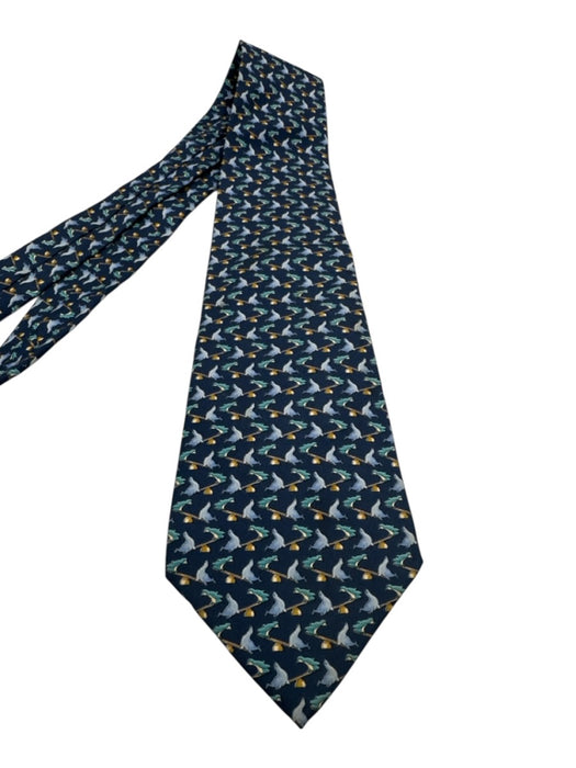 Ferragamo Navy, Blue & Brown Silk Seals Tie Navy, Blue & Brown