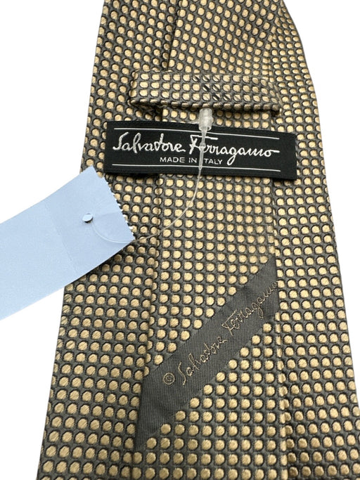 Ferragamo Beige & Gold Silk Abstract Dots Tie Beige & Gold