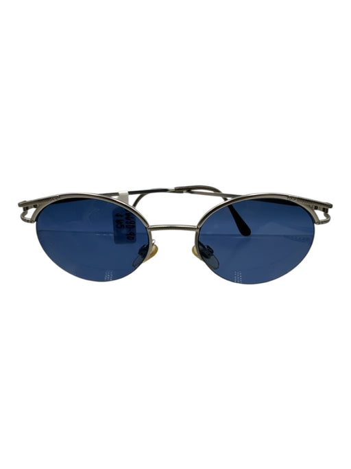 Vogue Silver & Blue Metal Oval Blue tint Sunglasses Silver & Blue