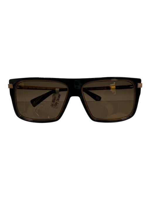 Marc Jacobs Black & Gold Acetate Bronze Dark Tint Sunglasses Black & Gold