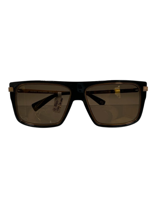 Marc Jacobs Black & Gold Acetate Bronze Dark Tint Sunglasses Black & Gold
