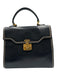 Gucci Navy Blue Leather Gold hardware Top Handle Crossbody Strap Bag Navy Blue / Medium