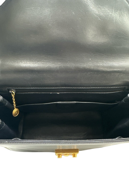 Gucci Navy Blue Leather Gold hardware Top Handle Crossbody Strap Bag Navy Blue / Medium