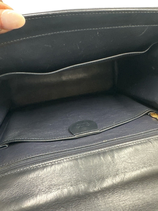 Gucci Navy Blue Leather Gold hardware Top Handle Crossbody Strap Bag Navy Blue / Medium