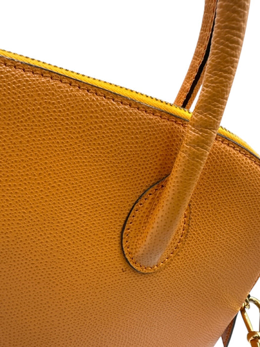 Celine Yellow Orange Leather Grained Top Handle Crossbody Vintage Bag Yellow Orange / S/M