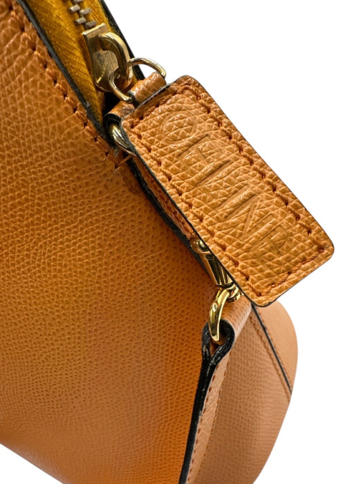 Celine Yellow Orange Leather Grained Top Handle Crossbody Vintage Bag Yellow Orange / S/M