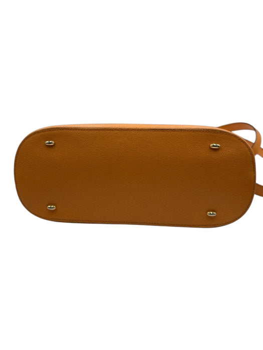 Celine Yellow Orange Leather Grained Top Handle Crossbody Vintage Bag Yellow Orange / S/M
