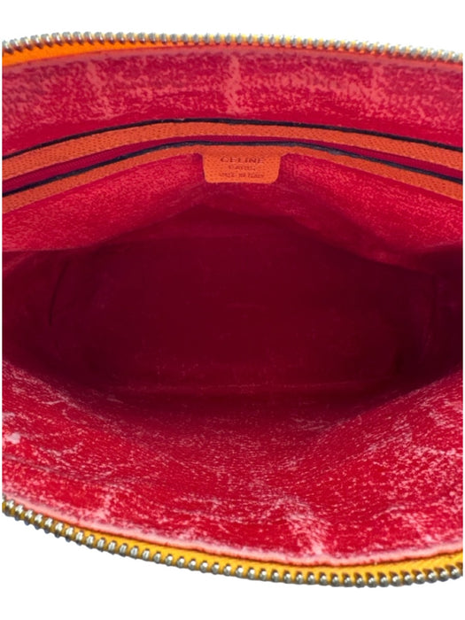 Celine Yellow Orange Leather Grained Top Handle Crossbody Vintage Bag Yellow Orange / S/M