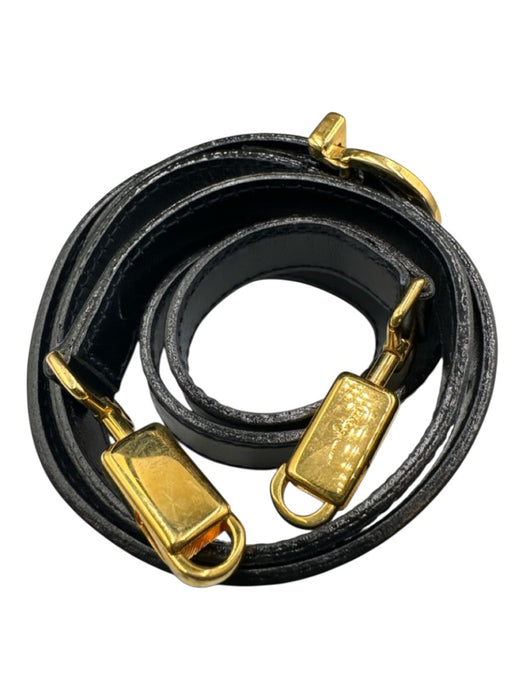 Ferragamo Navy Leather Glossy Gold Hardware Top Handle Dust Bag Incl. Bag Navy / Small