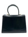 Ferragamo Navy Leather Glossy Gold Hardware Top Handle Dust Bag Incl. Bag Navy / Small