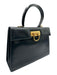 Ferragamo Navy Leather Glossy Gold Hardware Top Handle Dust Bag Incl. Bag Navy / Small