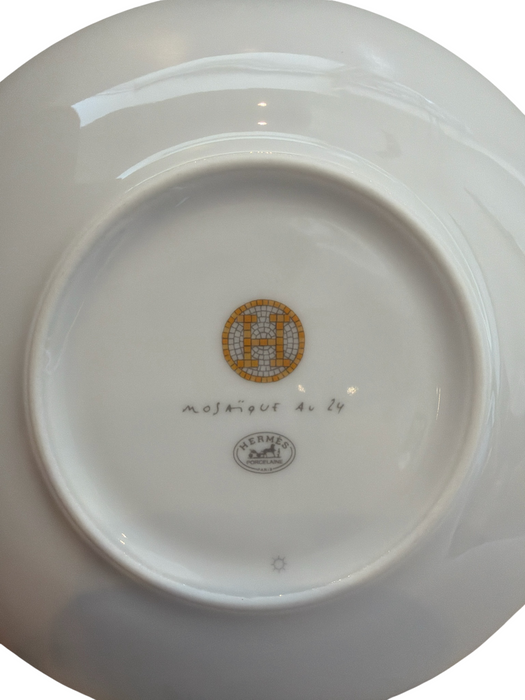 Hermes White & Gray Porcelain Gold Detail Plate Decor/Homewear White & Gray