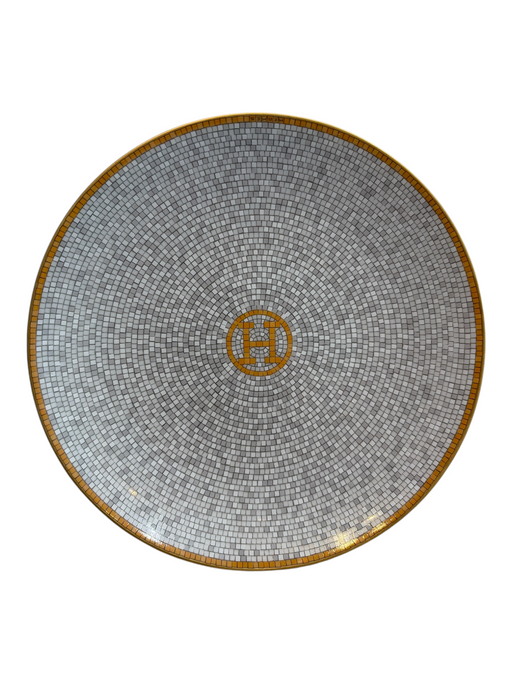 Hermes White & Gray Porcelain Gold Detail Plate Decor/Homewear White & Gray
