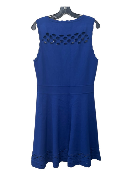 Milly Size L Blue Viscose Blend Scalloped Neck Sleeveless Cut Out Detail Dress Blue / L