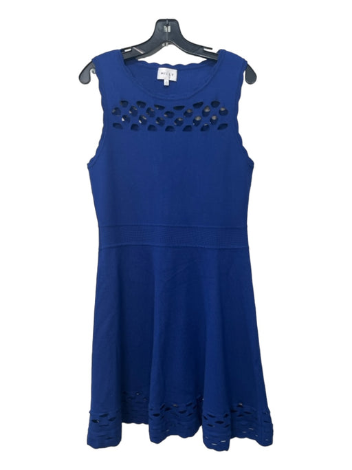 Milly Size L Blue Viscose Blend Scalloped Neck Sleeveless Cut Out Detail Dress Blue / L