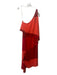 Halston Heritage Size 10 Orange & Red Polyester Colorblock One Shoulder Dress Orange & Red / 10