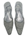 Stuart Weitzman Shoe Size 7.5 Silver Leather Lace Pointed Square Toe Pumps Silver / 7.5