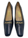 Salvatore Ferragamo Shoe Size 7 Navy Leather Pointed Square Toe Logo Pumps Navy / 7