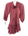Misa Size XS Red Pink Polyester Blend Long Sleeve smocked Tiered Ruffles Dress Red Pink / XS
