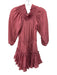 Misa Size XS Red Pink Polyester Blend Long Sleeve smocked Tiered Ruffles Dress Red Pink / XS