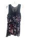 Theory Size L Black & Pink Silk Blend Floral Sleeveless Gauze Pockets Dress Black & Pink / L