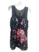 Theory Size L Black & Pink Silk Blend Floral Sleeveless Gauze Pockets Dress Black & Pink / L