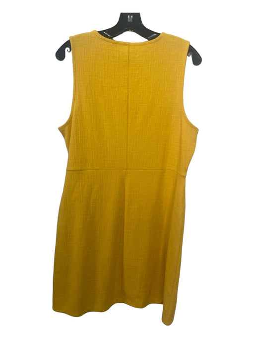 Madewell Size L Yellow Cotton Blend Wrap Sleeveless Above knee Textured Dress Yellow / L