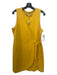 Madewell Size L Yellow Cotton Blend Wrap Sleeveless Above knee Textured Dress Yellow / L