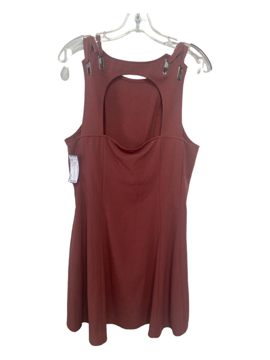 Free People Size L Brown Red Polyester Blend Sleeveless Paneled Open Back Dress Brown Red / L