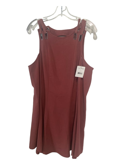 Free People Size L Brown Red Polyester Blend Sleeveless Paneled Open Back Dress Brown Red / L