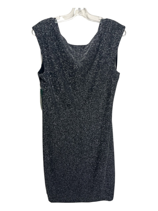 Lauren Ralph Lauren Size 16 Black & Silver Nylon Blend Cap Sleeve Midi Dress Black & Silver / 16