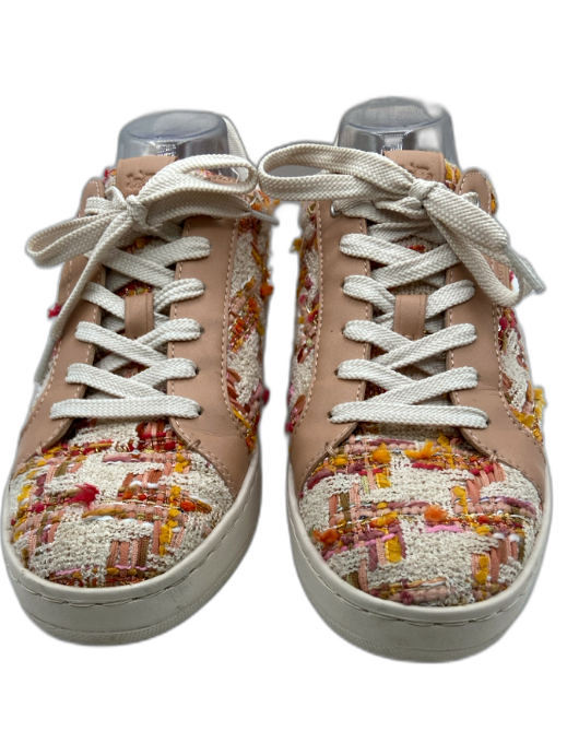 Coach Shoe Size 9.5 White & Multi Leather & Tweed Metallic Thread Sneakers White & Multi / 9.5