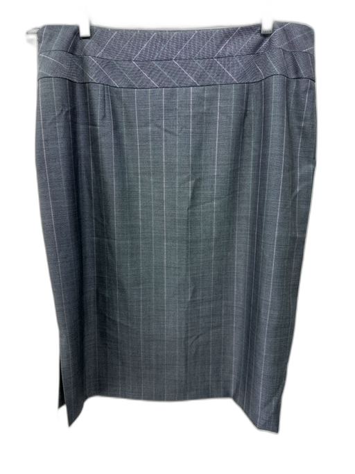 Escada Size 46 Grey Wool Blend Pinstripe Slit Skirt Grey / 46