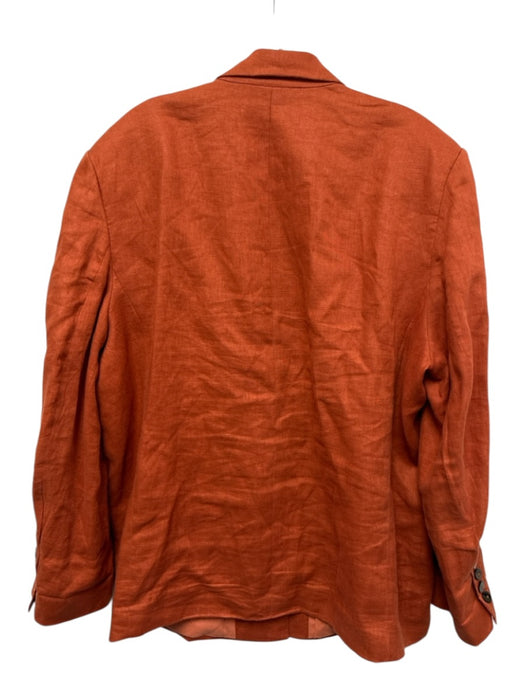 Farm Rio Size XL Burnt Orange Linen Tortoiseshell Buttons Shoulder Pads Jacket Burnt Orange / XL