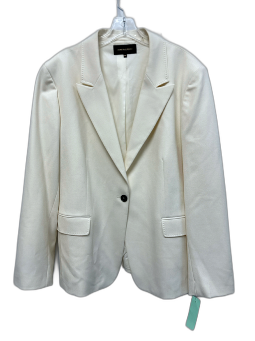 Kobi Halperin Size XXL Cream White Polyester Blend Flap Pocket One Button Jacket Cream White / XXL