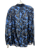 Lafayette 148 Size XXL Blue & Gray Silk Abstract Print Long Sleeve Button Up Top Blue & Gray / XXL