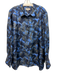Lafayette 148 Size XXL Blue & Gray Silk Abstract Print Long Sleeve Button Up Top Blue & Gray / XXL